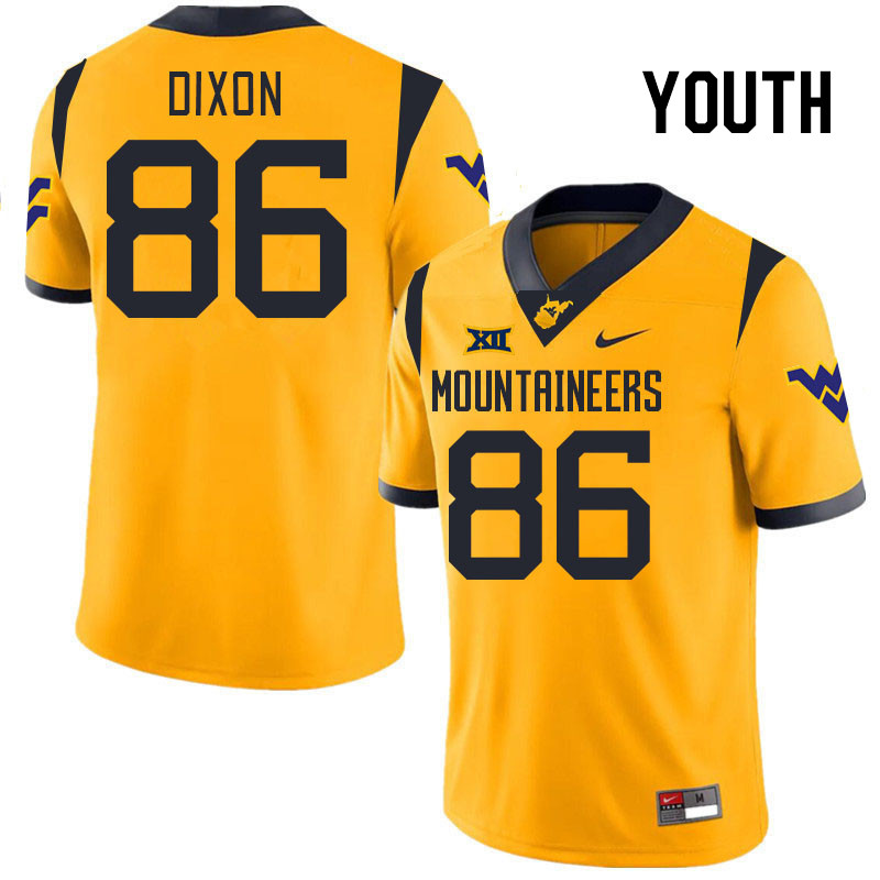 Youth #86 Will Dixon West Virginia Mountaineers College 2024 New Uniforms Football Jerseys Stitched